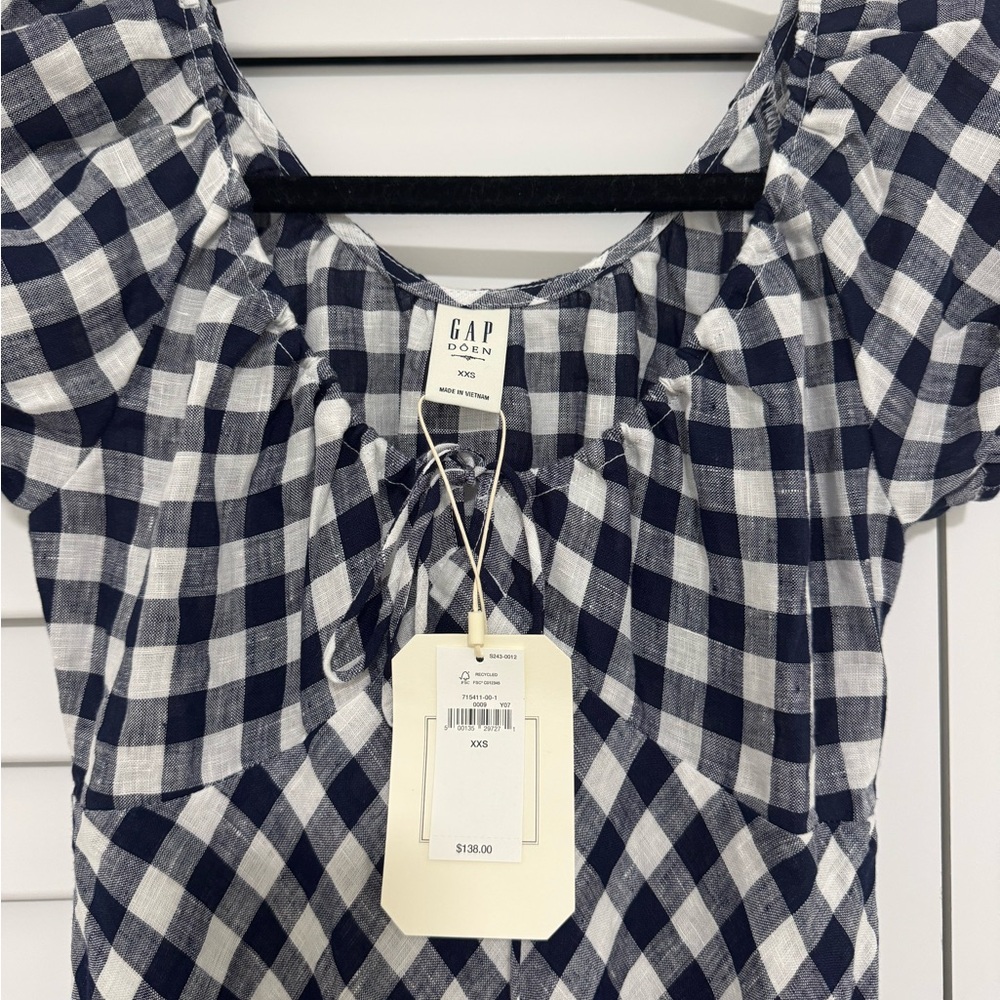 Gap × DÔEN 100% Linen Gingham Midi Dress - Picture 3 of 4